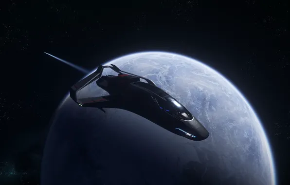 Space, planet, spaceship, starship, Star Citizen