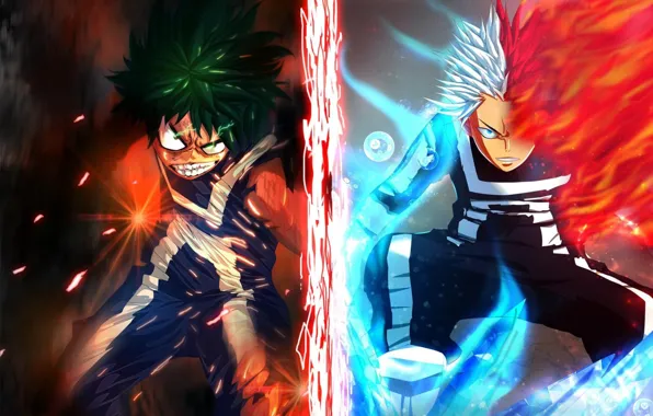 My hero Academy, My Hero Academia, Boku No Hero Academy, Midori Isuku, Todoroki Shoto