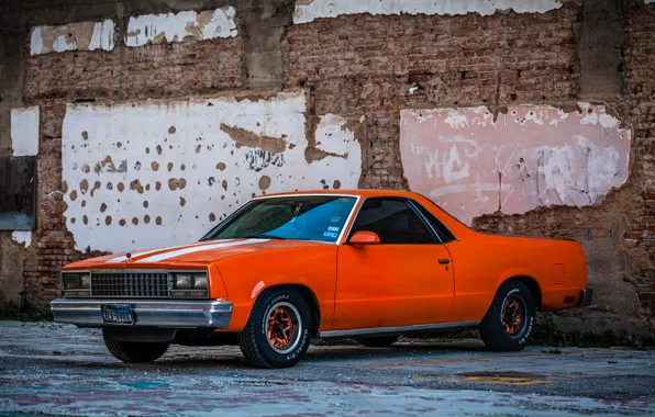 Retro, wall, street, car, Chevrolet El Camino