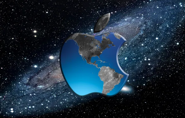 Picture computer, space, earth, apple, Apple, mac, phone, laptop
