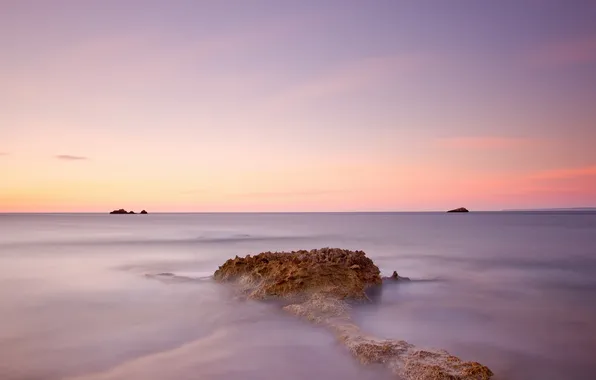 Beach, landscape, the ocean, rocks, dawn, shore