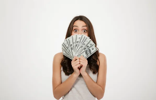 Picture Girl, Look, Hair, Shock, Brunette, Money, Wealth, Currency