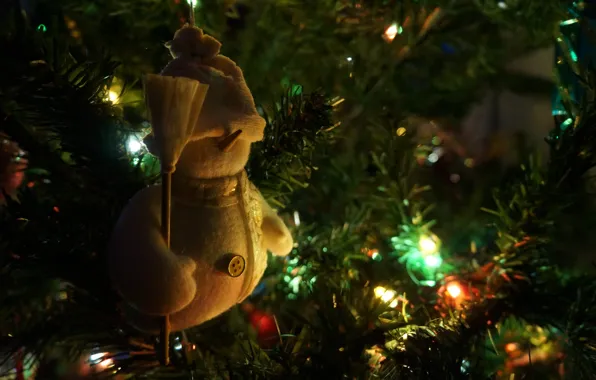 Macro, New Year, Light bulb, New year, Tree, Toys
