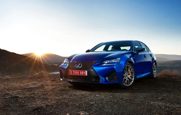 Picture the sun, sunset, the evening, Lexus, sedan, Lexus