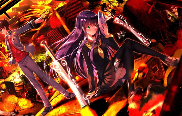 Picture girl, anime, art, guy, Sousei No Onmyouji