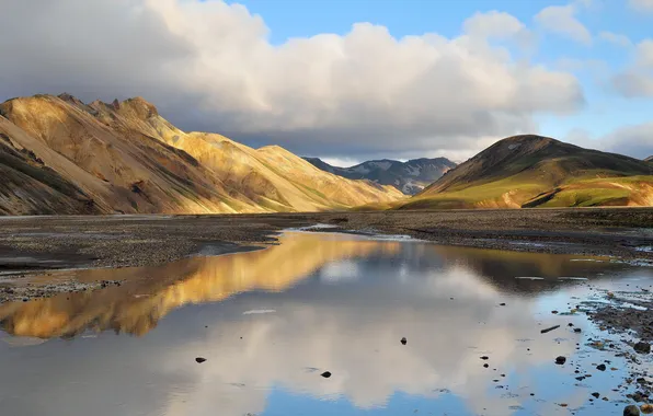 Mountains, lake, Iceland