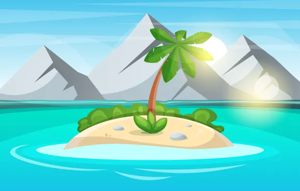 Mountains, Island, Palma, Rendering