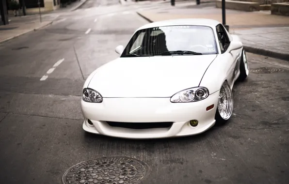 Wallpaper white, Mazda, Miata, BBS, stance images for desktop, section