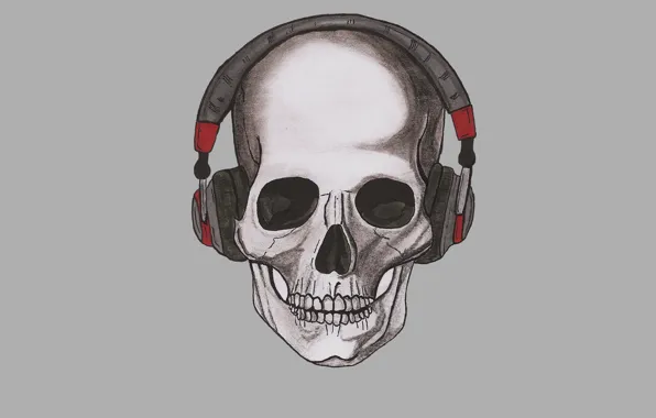 Picture skull, minimalism, head, headphones, skeleton, sake