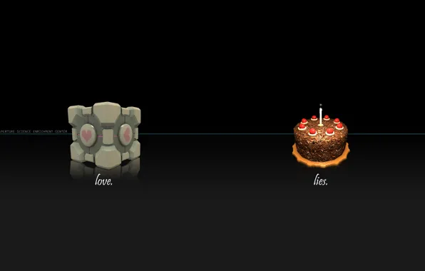 Portal, cube, candle, cake
