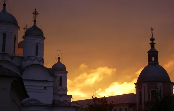 The sky, color, Sunset, temples