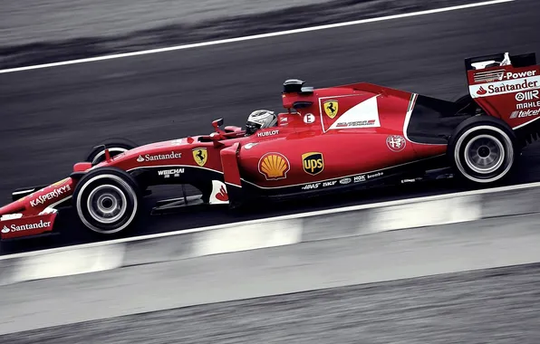 Car, Ferrari, red, 2015, selective coloring, scuderia's SF15 T