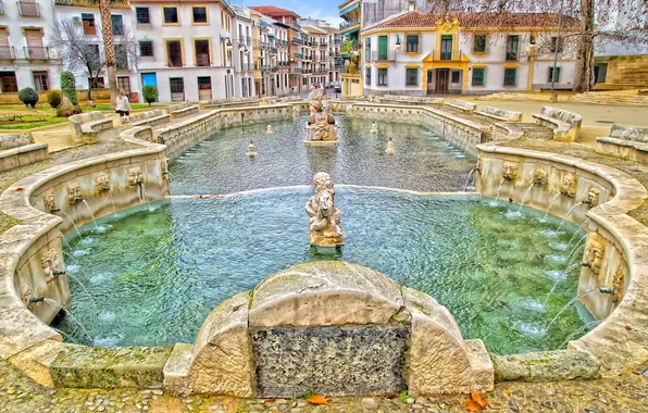 Home, fountain, Spain, Andalusia, Priego de Cordoba, The Fuente del Rey