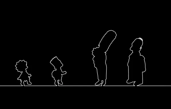 Night, black, cartoon, family, the simpsons, shadows, image, the