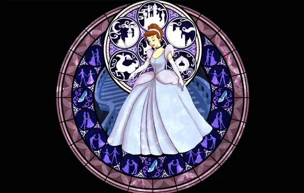 Tale, stained glass, Disney, Cinderella, Cinderella