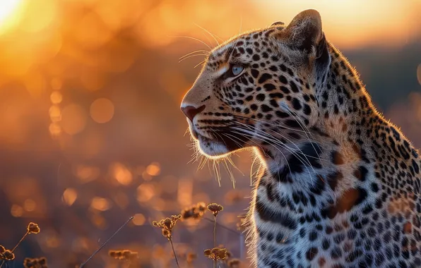 Look, face, light, nature, portrait, Jaguar, profile, bokeh