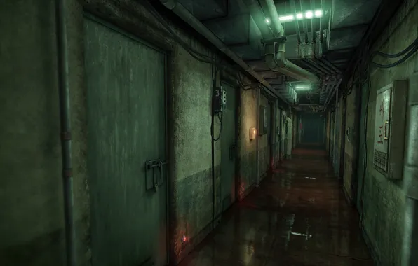 Picture rendering, corridor, prison, Xell, UDK, a scene from the movie, Unreal Engine, Oldboy corridor