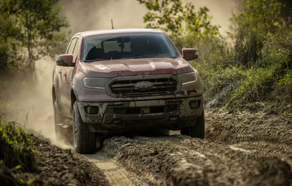 Picture Ford, dust, track, pickup, Ranger, Lariat, Tremor, 2021