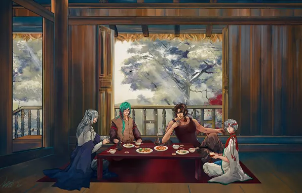 Table, people, Breakfast, family, Palace