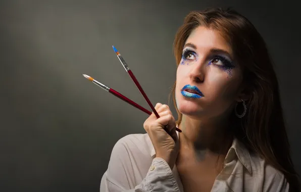 Girl, makeup, brush, Maria