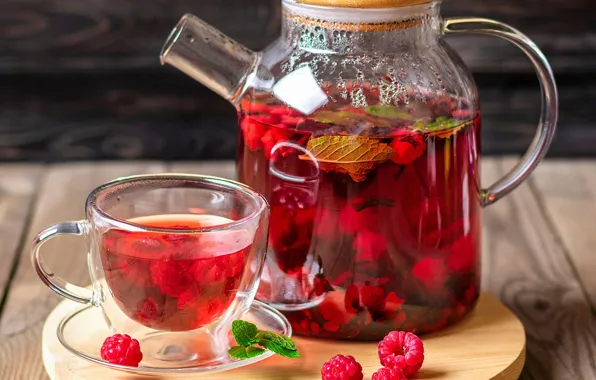 Raspberry, tea, Cup, Bank