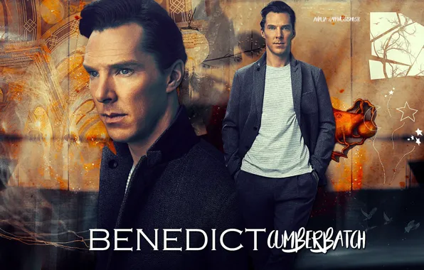 Background, collage, male, actor, Benedict Cumberbatch, Benedict Cumberbatch, British actor, by happinessismusic