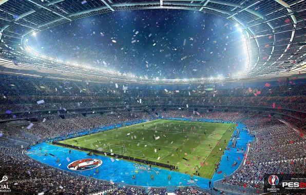 Lawn, fans, stadium, players, PES 2016, Euro 2016