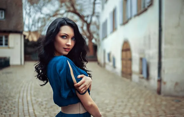 Look, pose, model, portrait, makeup, dress, brunette, hairstyle