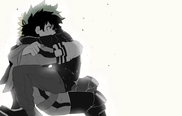 Background, art, hugs, guys, My Hero Academia, Boku No Hero Academy, Midori Isuku, My Hero …