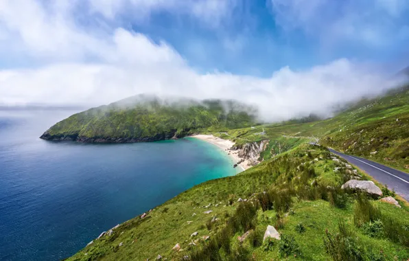 Picture clouds, coast, Ireland