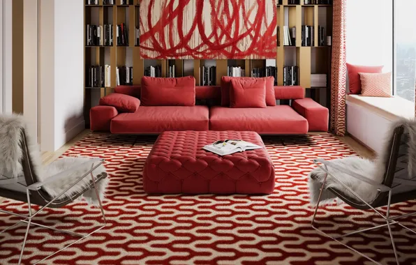 Interior, library, living room, Library, 432 Park Avenue