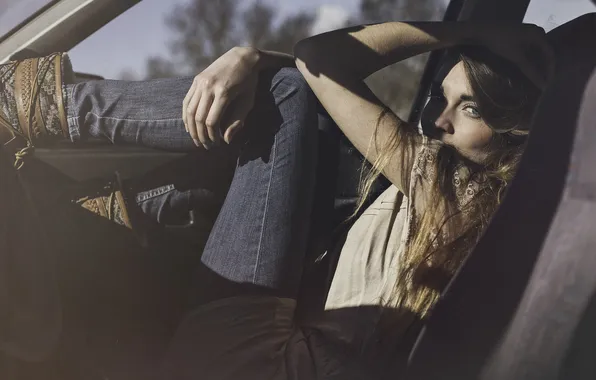 Look, girl, pose, hair, jeans