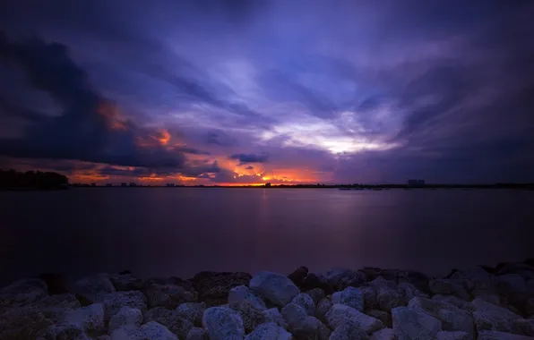 Sunset, the ocean, the evening, sunset, Miami, miami