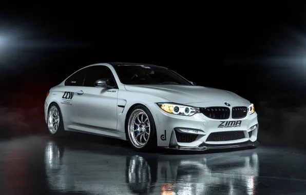 Reflection, BMW, white, Coupe, front, F82, ZIMA Moto sports