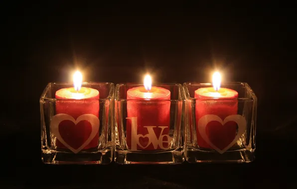 Light, the dark background, fire, candles, Love, Valentine's Day, the holiday of all lovers