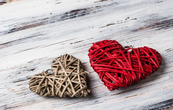 Love, heart, hearts, red, love, wood, romantic, hearts