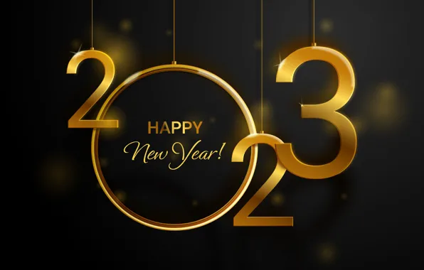 Lights, the dark background, the inscription, round, ball, ring, figures, New year
