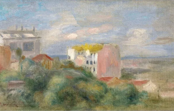 House, picture, Pierre Auguste Renoir, Pierre Auguste Renoir, Landscape Of Montmartre