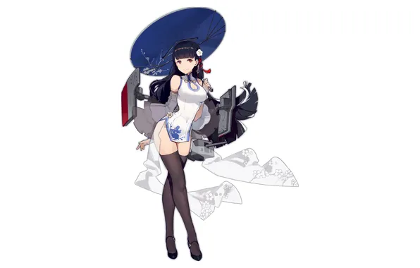 Girl, sexy, cleavage, thighhighs, long hair, dress, boobs, anime