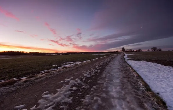 Road, field, landscape