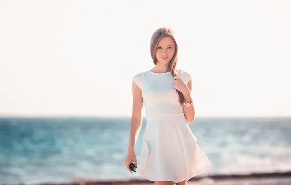 Picture girl, smile, shore, resort, Dominican Republic, Girl on the beach