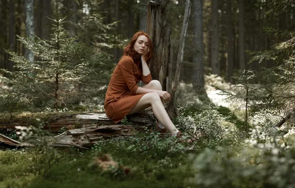 Picture forest, freckles, legs, redhead, Into the Woods, Fiyah Max