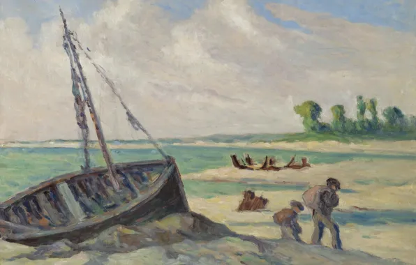 Picture, seascape, 1929, Maximilien Luce, Maximilien Luce, Outskirts Of Le Tréport. The barque on the …