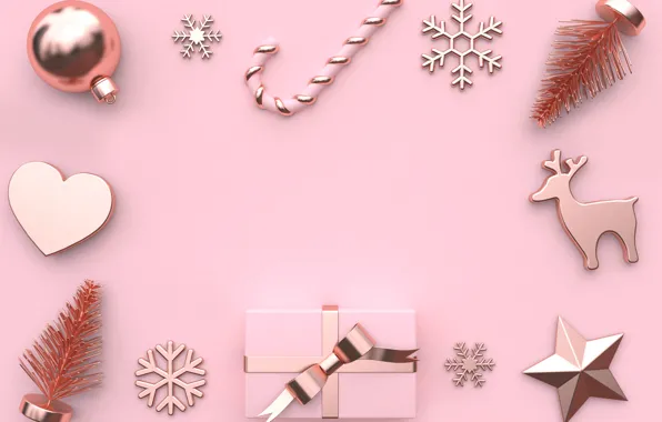 Decoration, background, pink, balls, New Year, Christmas, Christmas, balls