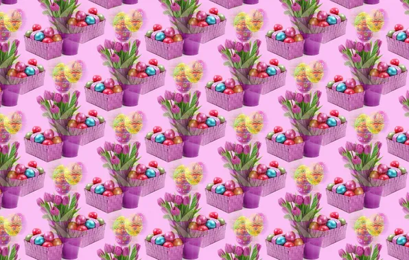 Background, holiday, Tulip, egg, bouquet, texture, Easter