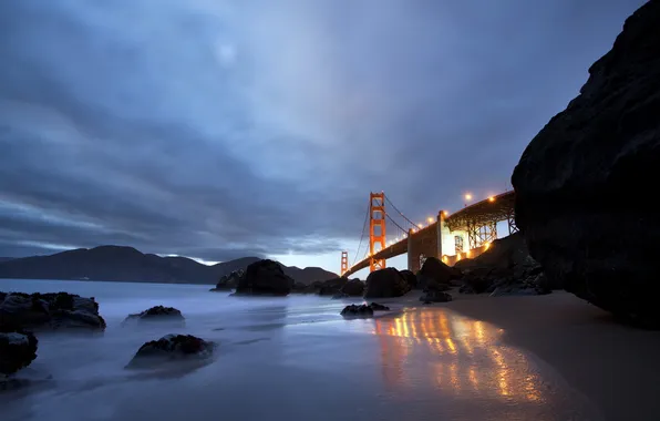 Picture landscape, night, Golden Gate Bridge
