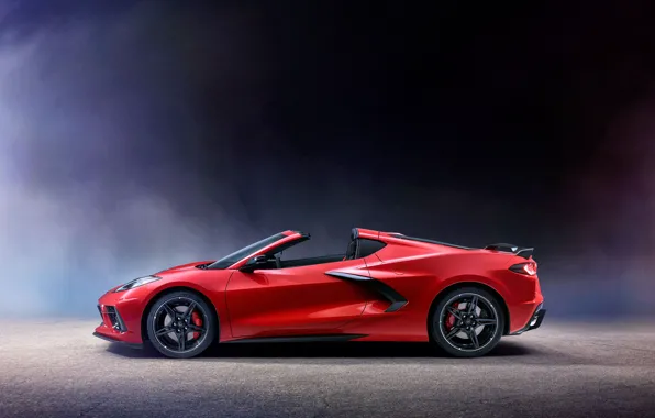 Corvette, Chevrolet, side view, Stingray, 2020, C8