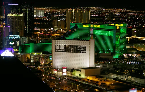 Night, city, the city, Las Vegas, casino, hotels, lights., Las vegas