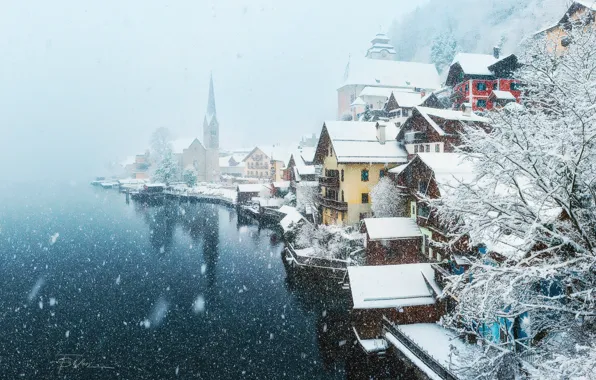 Winter, snow, the city, Austria, the village