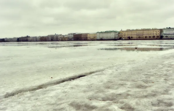 Ice, winter, the city, Peter, Saint Petersburg, Neva